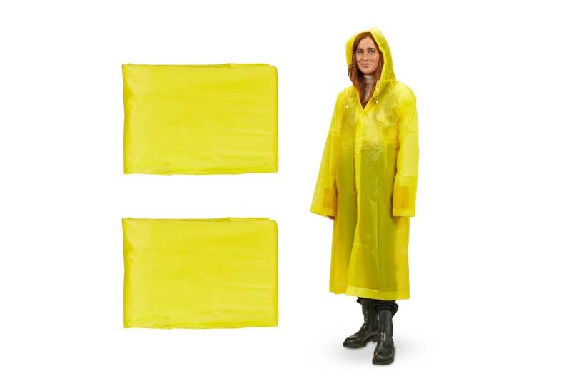 relaxdays Regenponcho Regenmantel im 2er Set Gelb von relaxdays