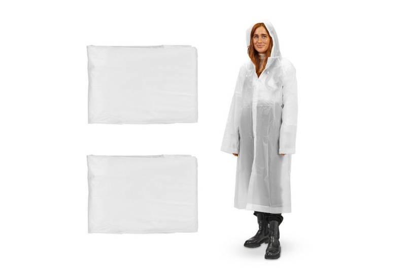 relaxdays Regenponcho Regenmantel im 2er Set Weiß von relaxdays