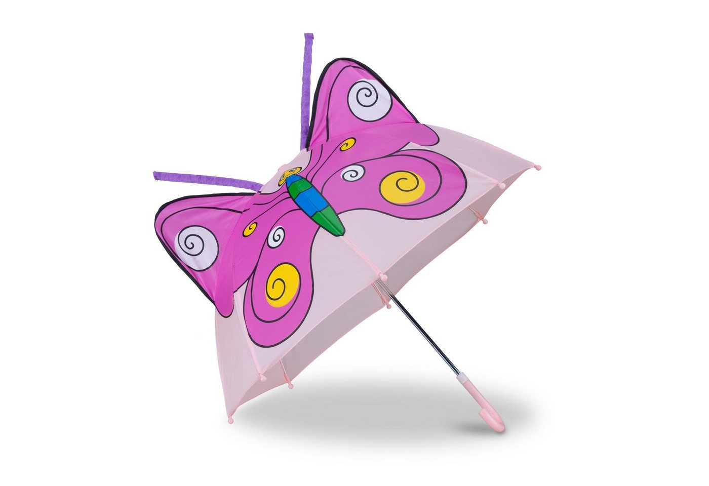 relaxdays Stockregenschirm Kinderregenschirm mit 3D Motiv, Schmetterling von relaxdays