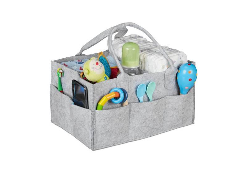 relaxdays Wickeltasche Baby Windel Caddy Filz, Hellgrau von relaxdays