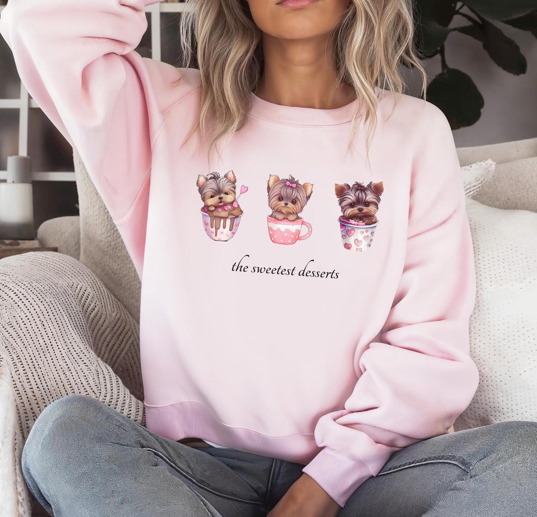 Süßes Hunde Sweatshirt, Dessert Shirt, Yorkshire-Terrier Kuscheliges Shirt Für Weihnachten, Lustige Weihnachtspullover von remalaEU