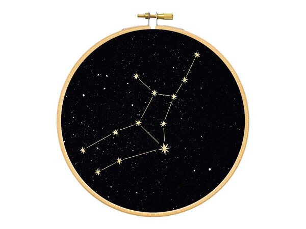renna deluxe Sternzeichen in Gold als Bild im Stickrahmen von renna deluxe