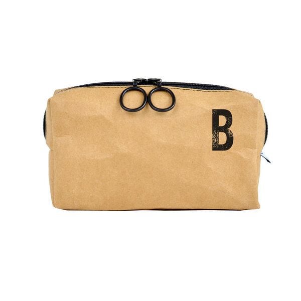 renna deluxe Waschtasche und Kosmetiktasche mit Monogramm, vegan, BRAUN von renna deluxe