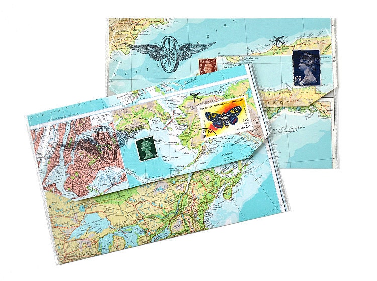 Reiseetui Für Reisedokumente Aus Alten Landkarten, Reisebrieftasche Atlas Von Renna Deluxe von rennadeluxe