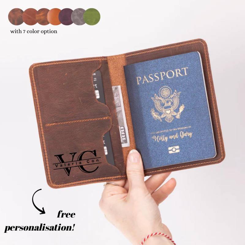 Echtleder Personalisiert Reisepass Passetui Maßgeschneiderte Reisepasstasche Und Brieftasche Organizer Perfekte Geschenk Idee von rennaleather