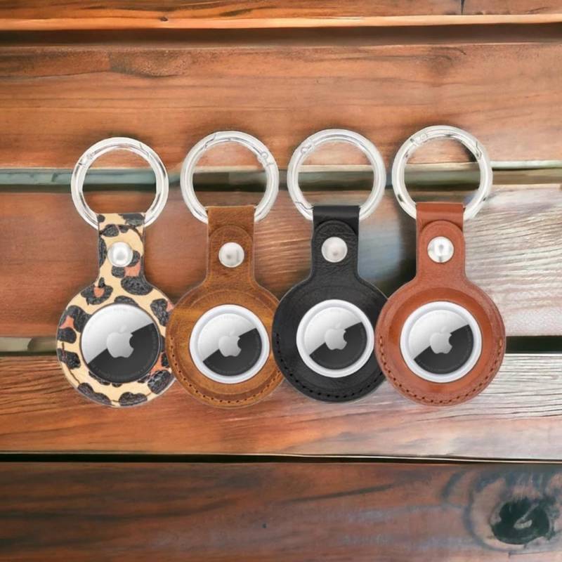Personalised Airtag Holder Leather Keychain Customized Individual Chain Gifts For Her Him Pets Luggages Kids Unisex Gift Geniune von rennaleather