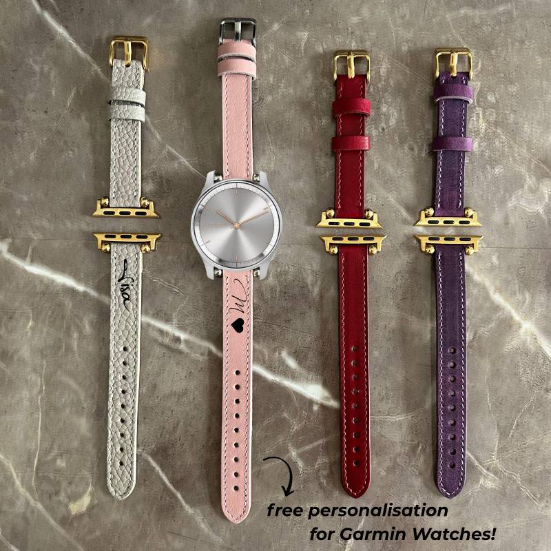 Personalised Garmin Watch Band Leather Fenix 8 7 6 5 7x 6x 5x 7S 6S 5S Solar Pro Quatix Approach S62 S42 Vivoactive 4 3 von rennaleather