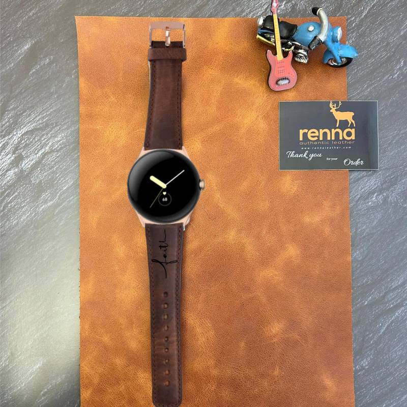 Personalised Leather Google Pixel Band For Men Bracelet With Engraving Gift Dad Father Boyfriend Christmas S M L Xl Xxl 2Xl 3Xl von rennaleather