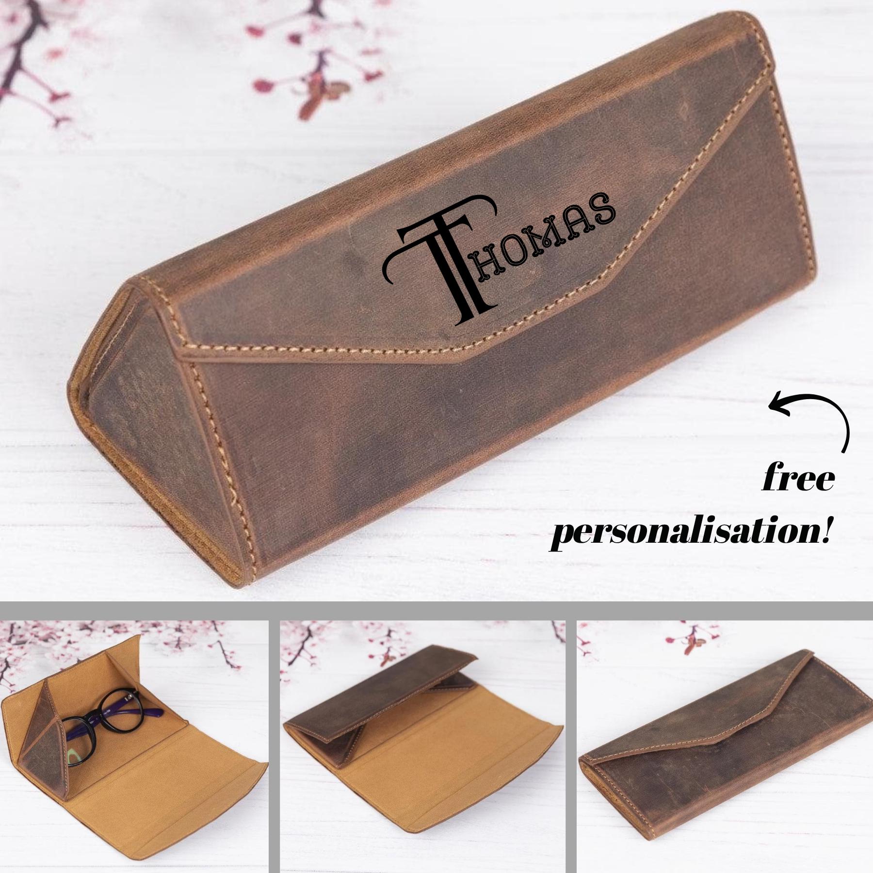 Personalisiertes Brillenetui Echtes Leder Handgefertigt Bestes Geschenk Für Mutter Großmutter Personalisierte Lasergravur von rennaleather