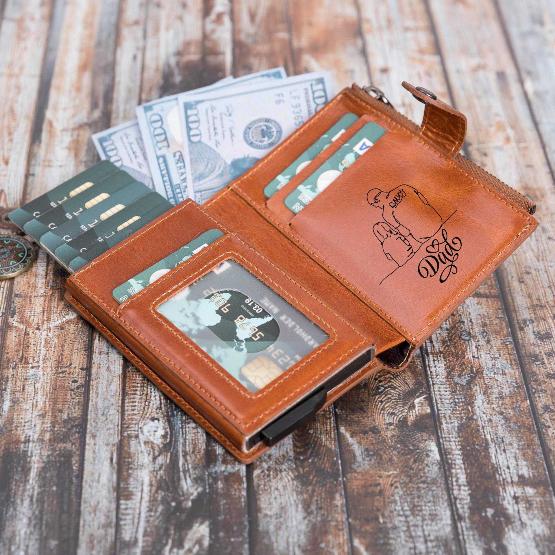 Weihnachtsgeschenk Geldbeutel Handgemacht Echtes Leder Rfid Schutz Personalisierte Brieftasche Mit Gravur Geldbörse Kartenhalter Münzfach von rennaleather