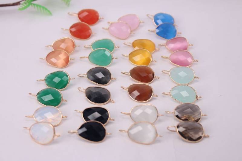 10-15 Paar 16x21mm Freiform Druzy Kristall Glas Ohrringe Reifen, Metall Vergoldet Ohrstecker, Edelstein Ohrstecker Erkenntnisse Mit Schleife von rensheng000