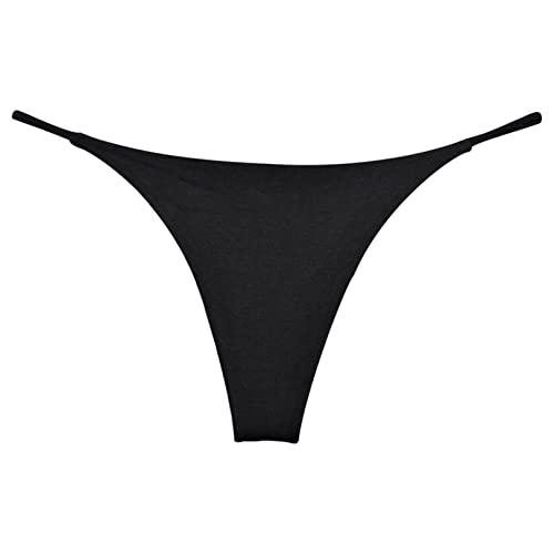 renvena Damen Bikinihose Brazilian String Tanga Thongs Slips Sexy Badeslip Low Rise Bademode Sommer Badebekleidung Swimwear Schwarz XL von renvena