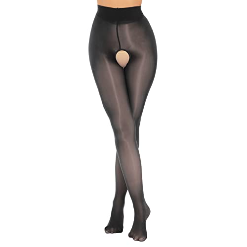 renvena Damen Strumpfhose Sexy Ouvert Unterhose Schritt Offen Lange Leggings Tights Transparent Reizwäsche Schwarz Einheitsgröße von renvena