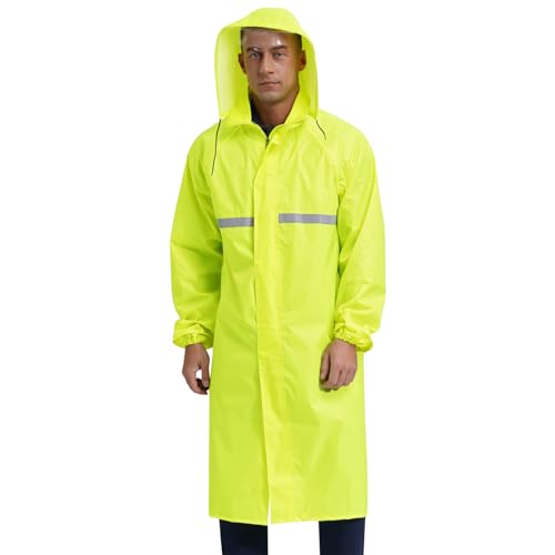 renvena Herren Regenjacke mit Kapuze Lange Regenmantel Wasserdicht Regenponcho Wiederverwendbar Regencape für Wandern Radfahren Typ A Neon Grün XXL renvena Herren Regenjacke mit Kapuze Lange Regenmantel Wasserdicht Regenponcho Wiederverwendbar Regencape für Wandern Radfahren Typ A Neon Grün XXL von renvena