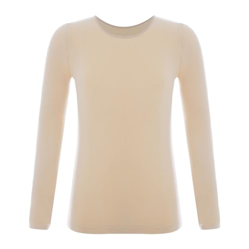 renvena Mädchen Thermohemd Thermo Unterwäsche Unterhemd Hautfarbe Base Layer Oberteile Tops Warm Langarmshirt Tanzkleidung Typ A Hautfarbe 140-152/10-12 Jahre von renvena