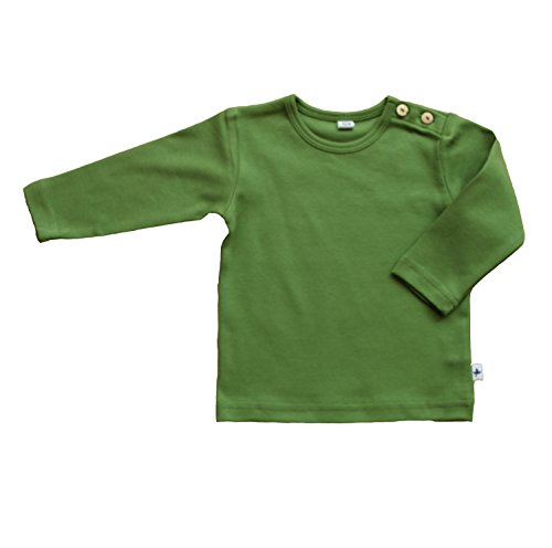 Baby Kinder Langarmshirt Bio-Baumwolle 13 Farben T-Shirt Shirt Jungen Mädchen Gr. 50/56 bis 140 (128, grün) von rescence naturel/Baby-Kinder