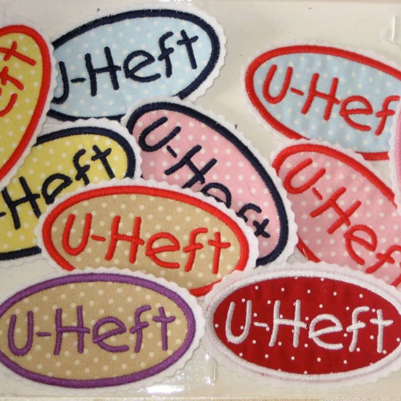 Bügelbild, Applikation U-Heft, Stickerei, Bestickter Aufnäher Für Das Kinder Vorsorgeheft von restloskreativ