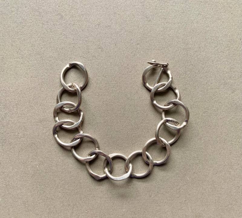 sterling Silber Hand Gestaltete Taxco Mexico Interlocking Kreise Link Armband sterling Silber Hand Gestaltete Taxco Mexico Interlocking Kreise Link Armband von restoredgem