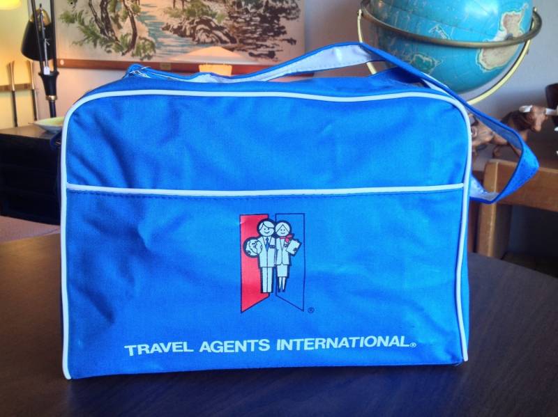 Vintage Reiseagenten International Blau Canvas Tasche von retrOKC