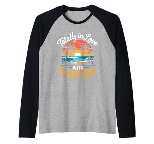 Total in Love with Surfing Surfboard for Men Surfboarder Raglan von retro Surf Clothing for Surfers Surfboarder Surfer