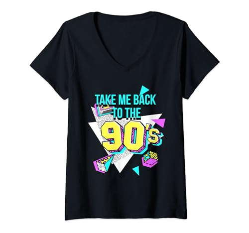 Damen take me back to the 90´s T-Shirt mit V-Ausschnitt von retro vintage good old 90´s