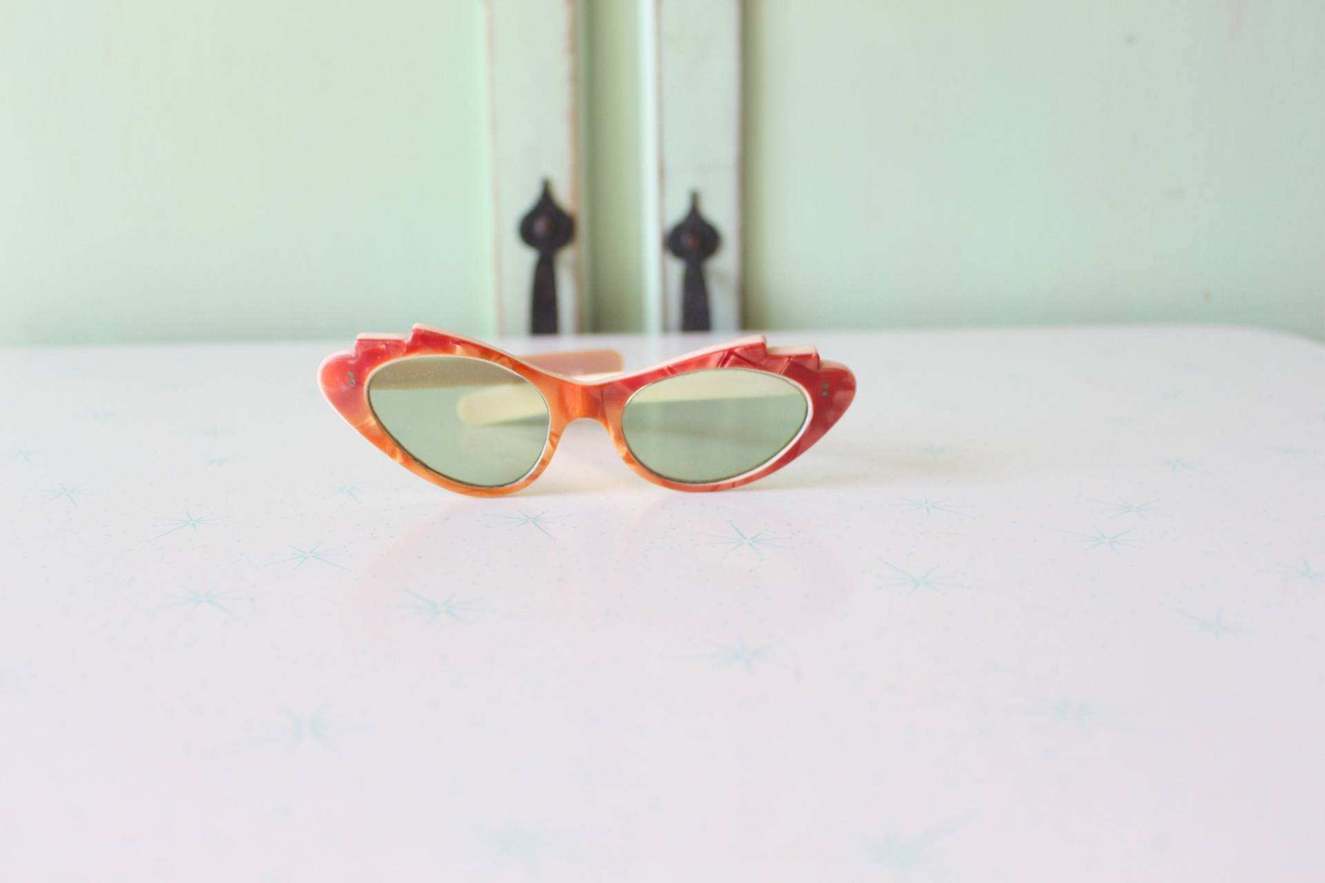 1950Er 1960Er Jahre Katzenauge Sonnenbrille.. Vintage Brille. Aufwändig. Cateye. 60Er Accessoires. Orange. Twiggy. Designer. Jahre. Selten. Gogo von retroandme