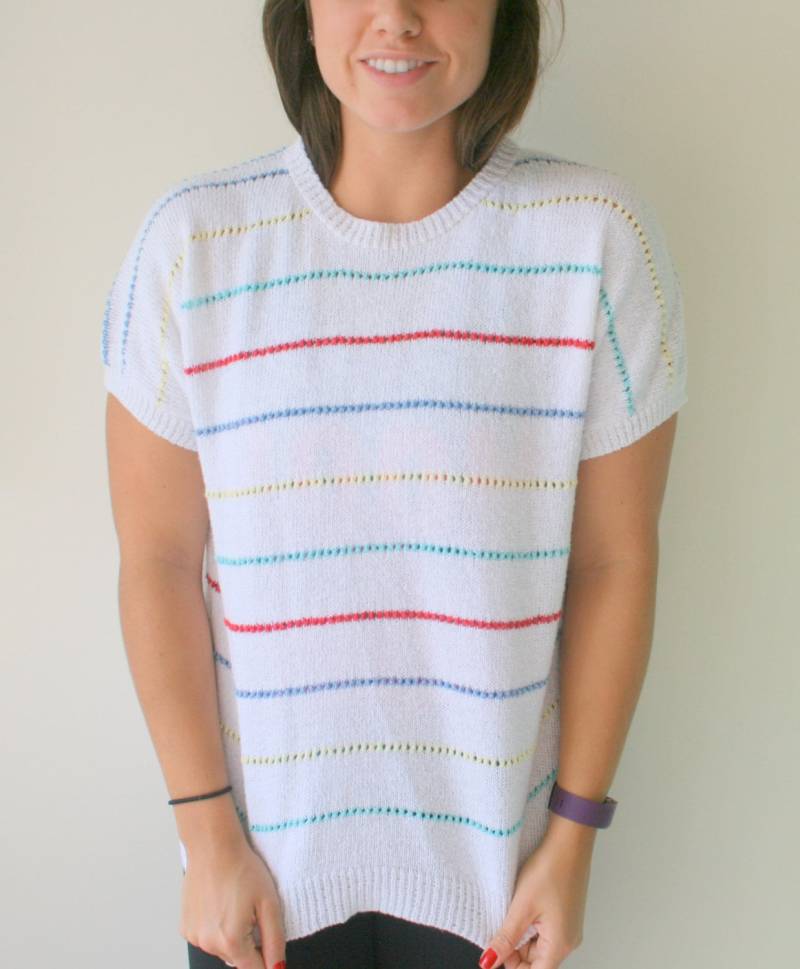 1960Er Bunt Gestreifter Strickpullover Vintage Boho Crop Top von retroandme