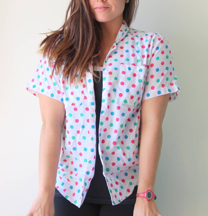 1960Er Jahre Polka Dot Baumwoll Bluse Grün Rot Weiß Mod Top von retroandme