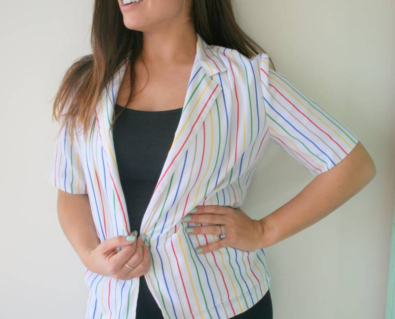 1970S Regenbogen Gestreifte Jacke, Retro-Baumwollmischung | Größe S/M von retroandme