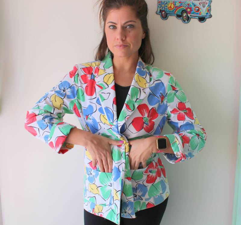 1970Er Jahre Regenbogen Floral Jacke... Medium. Bunt. Hell. Retro. Unisex. Blume. Regenbogen. Der 1960Er Jahre. Rad. Spaß. Herren. Frauen von retroandme
