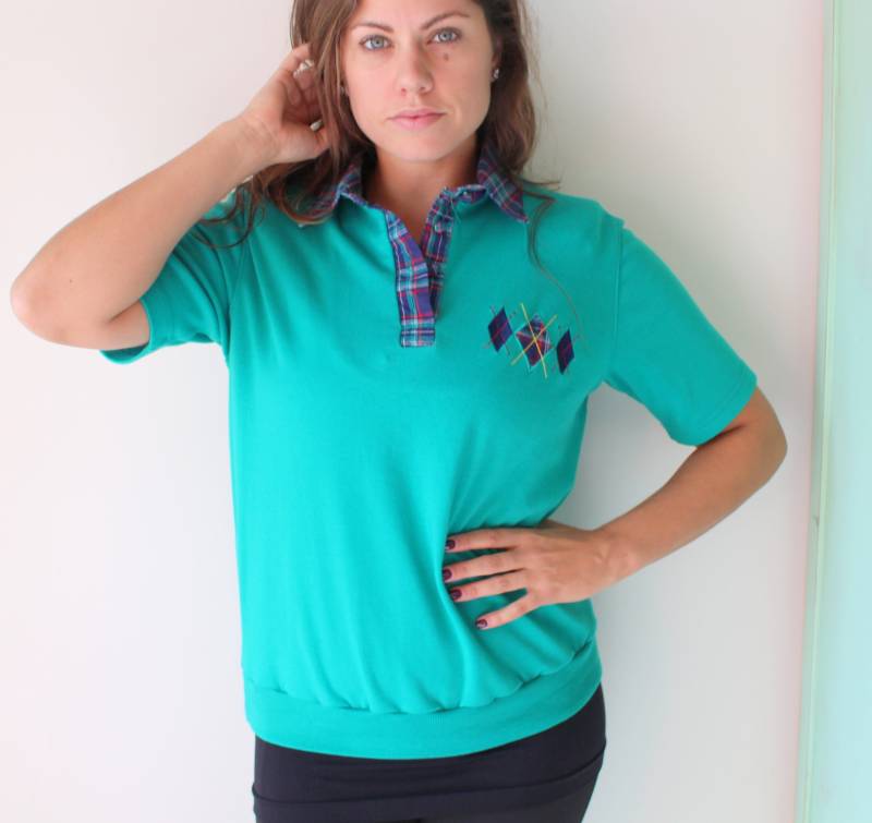 1970S Plaid Top...größe M Bis Large Damen...kitsch. Spitze. 70Er Jahre Kleidung. Kelly Grün. Hüfttasche. Kostüm. Hippie. Boho. Sport. Grünen Bluse von retroandme