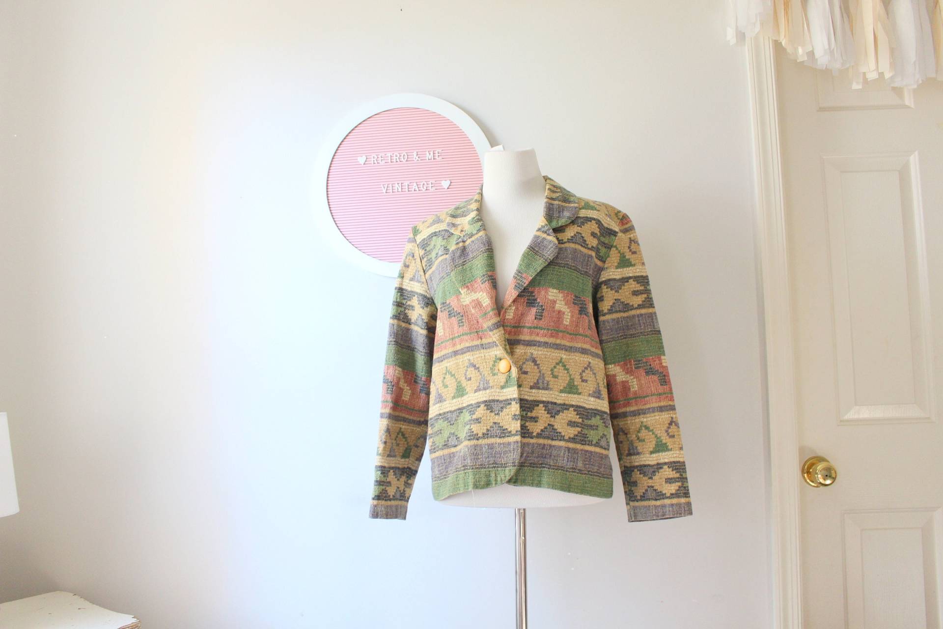 1980Er Florale Blazerjacke... Größe Groß. Rosa. Bunten. Hell. Retro. Jahre. Rad. Fun. Floral. Womens. Business. Pastell-. Ostern. Xlarge von retroandme