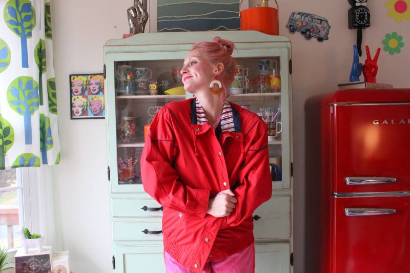 1980Er Jahre Captain Sailor Jacke Mittel. 80Er Jahre. Retro. Frauen. Kitschig. Blau Und Weiß. Maritim. Schiff. Meer. Leuchtturm. Boot von retroandme