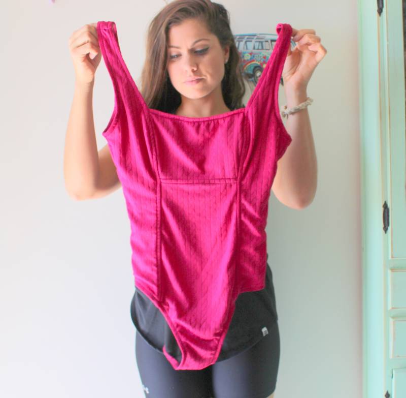 1980Er Jahre Pink Badeanzug Candy Color Bademode, Medium von retroandme