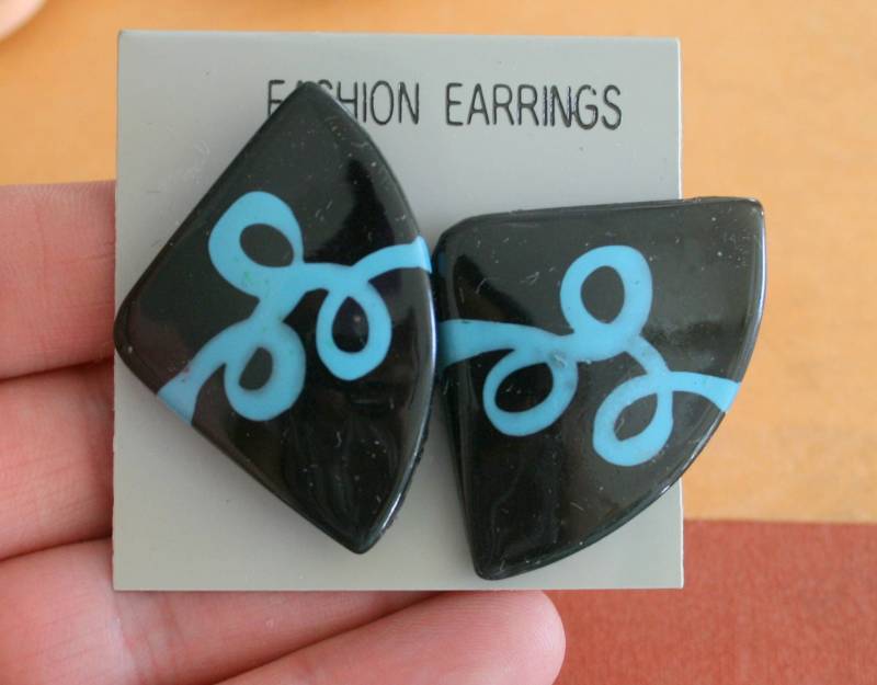 1980Er Jahre Vintage Mod Black Ohrstecker....retro. Mode. Ndie. . Schmuck. Modeschmuck. Schwarz. Bezaubern. Ausgefallen von retroandme