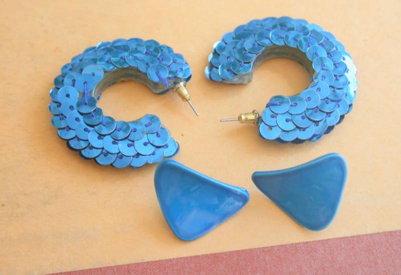 1980Er Pailletten Ohrringe Set Retro Modeschmuck von retroandme