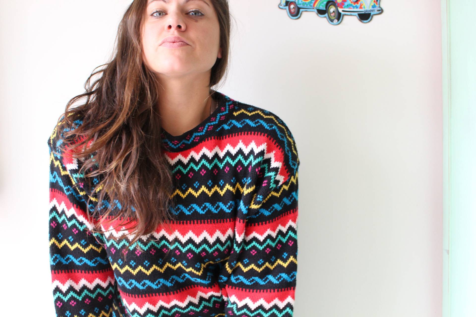 1980Er Regenbogenpullover... Einhorn. Bunt. Hell. Retro. Gestreift. Regenbogen. Pullover Aus Den Jahren. Rad. Spaß. Crop-Pullover. Strickpullover von retroandme