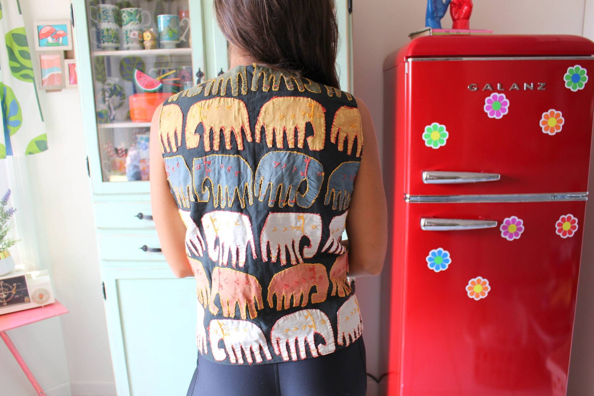 1980Er Safari Elefant Print Weste. Unisex. Dschungel. Kitsch. Nach Oben. 80Er Jahre Kleidung. Sommer. Festival. Hipster. Kostüm. Hippie. Boho von retroandme