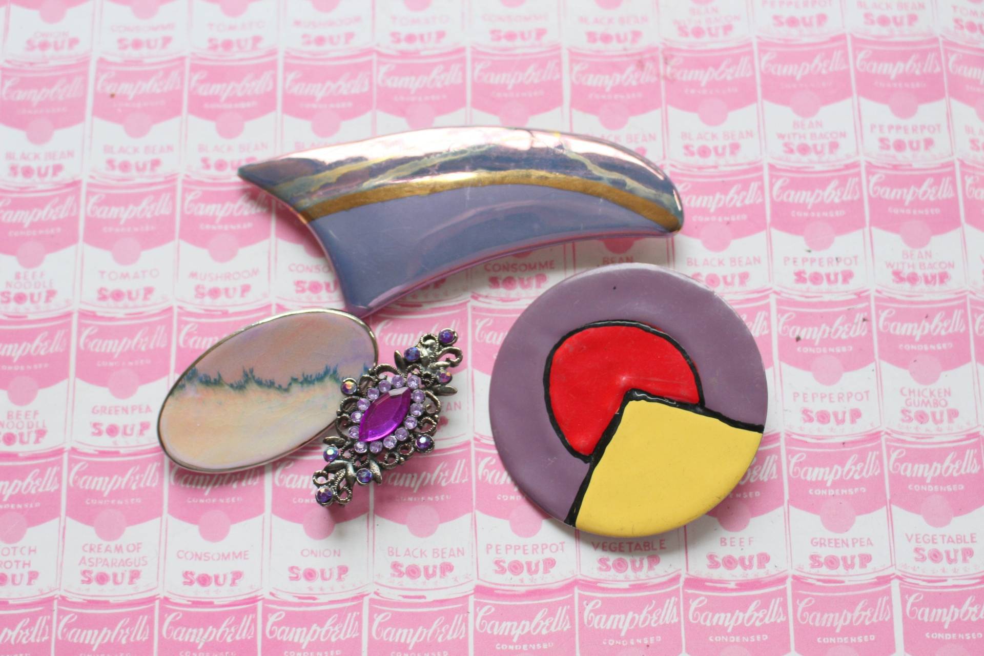 1980Er Vintage Bunte Artsy Pin Brosche Lot Of 4...rainbow. Retro Accessoires. Kitsch. Flair. Schmuck. 80Er Jahre Funky. Partei. Kawaii von retroandme