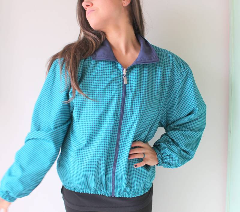 1980S Blaugrüne Jacke Retro Silver Threads Brand | Größe Medium von retroandme