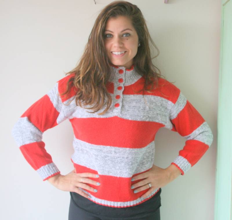 1980S Fun Geometric Pullover...gestreift. Klein. Bunt. Hell. Retro. Unisex. Gestreift. Regenbogen. 1980Er Jahre Pullover. Rad. Spass. Hüfttasche von retroandme