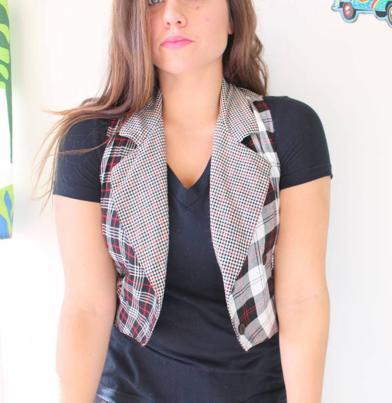 1980S Karierte Weste Mod Schulmädchen-stil | Größe Small von retroandme