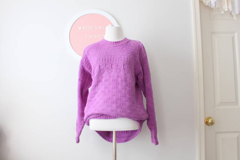 1980S Lila Liz Claiborné Wear Pullover....medium. Groß. Bunt. Retro. Unisex. 70Er 80Er Jahre Pullover. Rad. Hüfttasche. Designer von retroandme