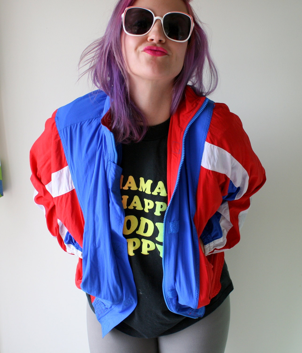1980S Liz Claidose Nylon Jacke Retro Colorblock Windjacke von retroandme