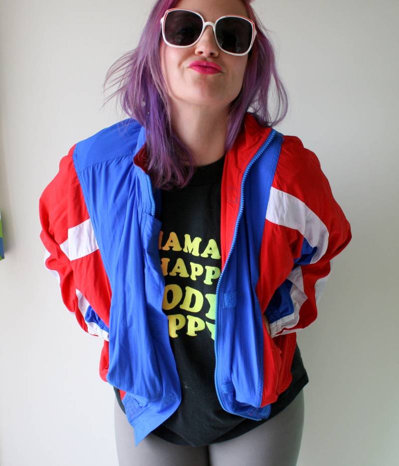 1980S Liz Claidose Nylon Jacke Retro Colorblock Windjacke von retroandme