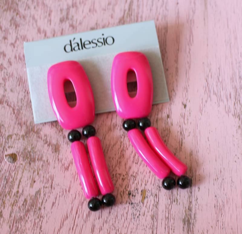 1980S Pinke Ohrhänger Retro Mod Accessoires von retroandme