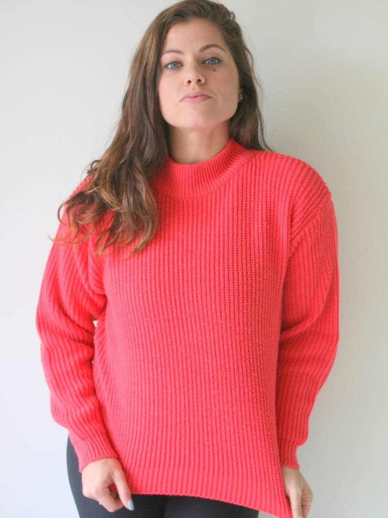 1980S Pinker Acryl Strickpullover, Made in Usa von retroandme