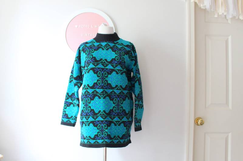 1980S Rad Fun Geometric Sweater..one Size. Freie Größe. Bunt. Hell. Retro. Unisex. Gestreift. Kostüm. 1980Er Jahre Pullover. Rad. Spass von retroandme