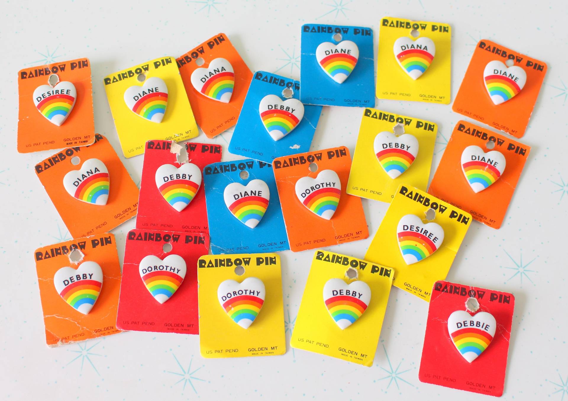 1980S Regenbogen Herz Mit Name Pin Vintage Brosche | Nos von retroandme