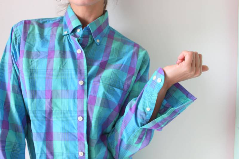 1980S Vintage Plaid Button Down...size Medium...mens Clothing. Retro. Sportlich. Adrett. Klassisch. Hüfttasche. Designer. Vatertag. Kragenhemd von retroandme